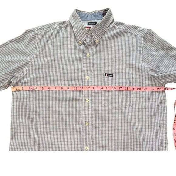 Chaps Ralph Lauren Button Up Shirt Mens Large Blue Check Short Sleeve Casual - Picture 4 of 9
